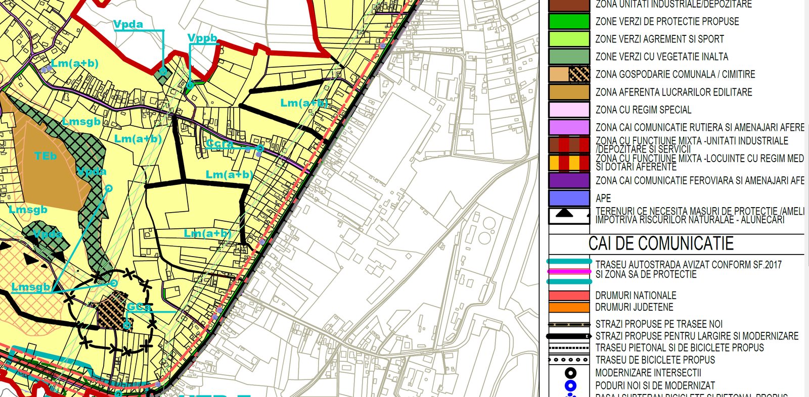 Plan urbanistic general – zonificare funcțională și căi de comunicație, GIS